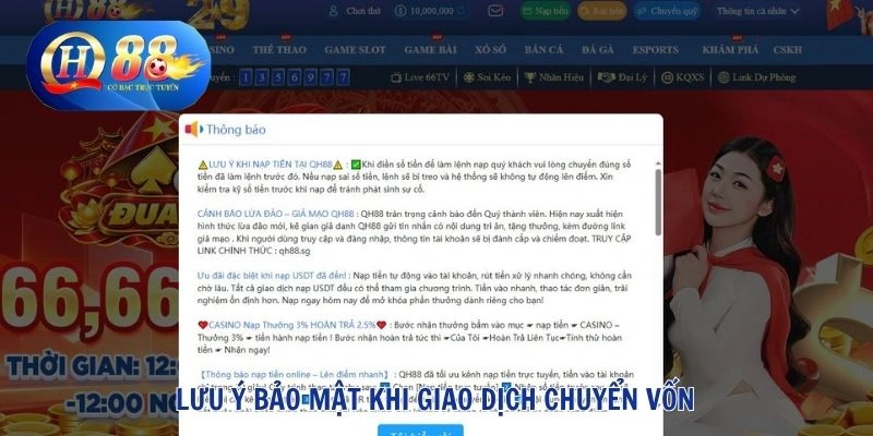 Lưu ý bảo mật khi giao dịch chuyển vốn
