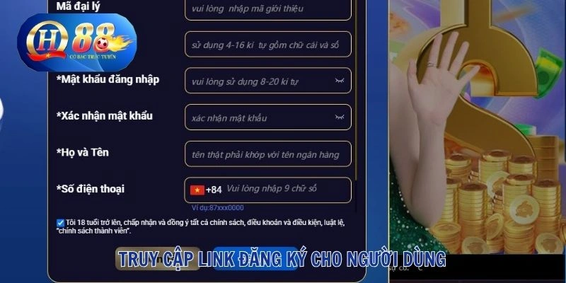 Truy cập link đăng ký cho người dùng